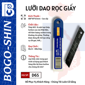 Lưỡi dao rọc giấy Bogo 100*18*0.5mm D6 (Hộp)