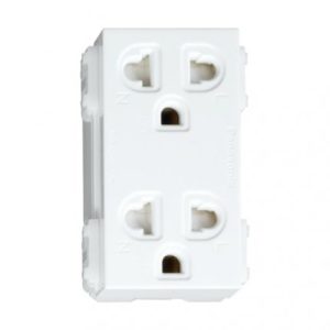 Ổ cắm đôi 3 chấu có màn che – Wide WEV1582-7SW